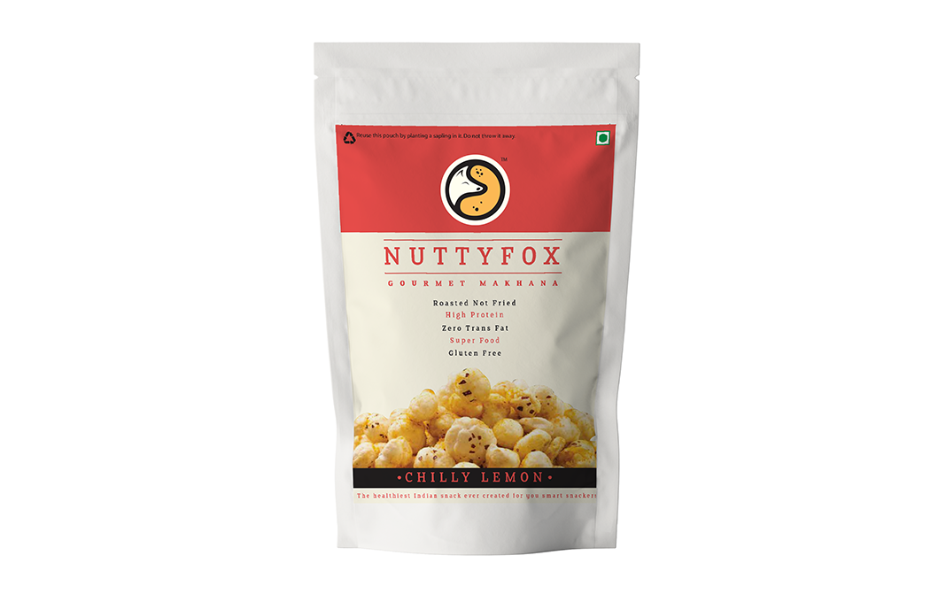 NuttyFox Gourmet Makhana Chilly Lemon   Pack  40 grams